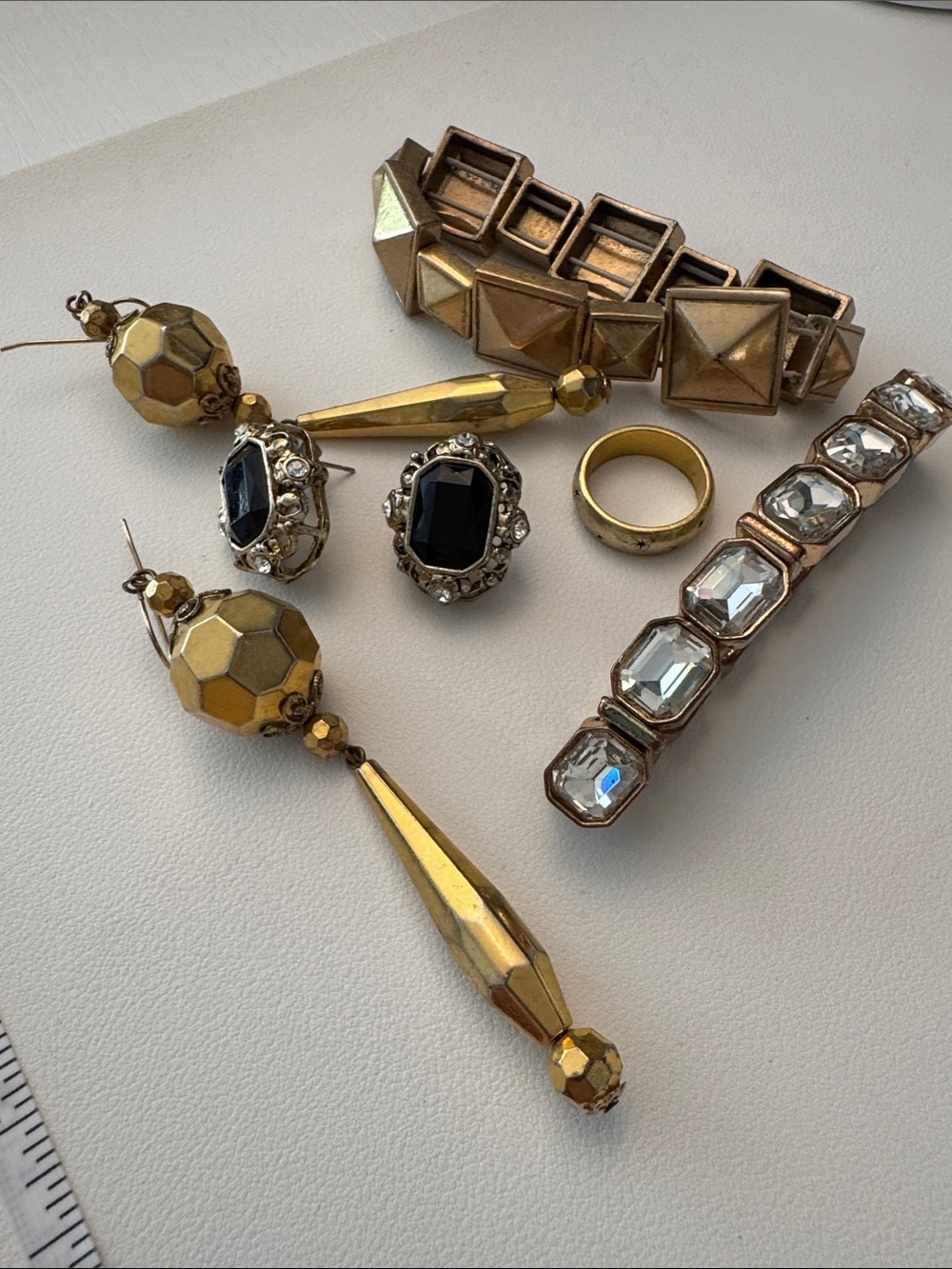 Gold-Tone Earrings, Bracelets, and Ring (lot of 5)